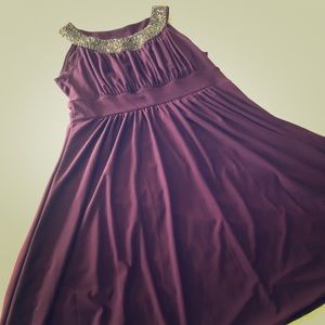 Purple party dress with beaded collar